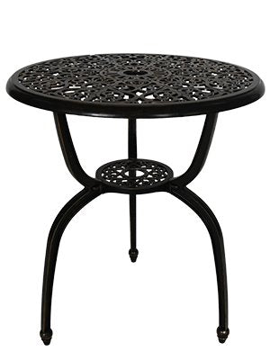 Cast aluminium bistro table, full view on a white background