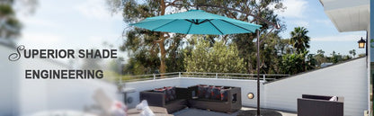 Offset cantilever patio umbrella, canopy and frame